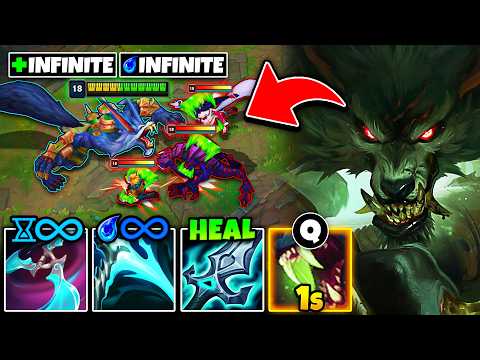 Warwick but I have UNLIMITED health and mana with this secret build... (INFINITE HEALING)