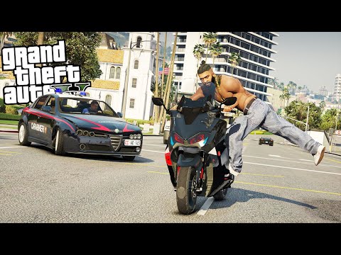 ROBBERY and ESCAPE from the POLICE in TMAX 530 DRIFT | GTA 5 Gangster Life Mod (7) #65