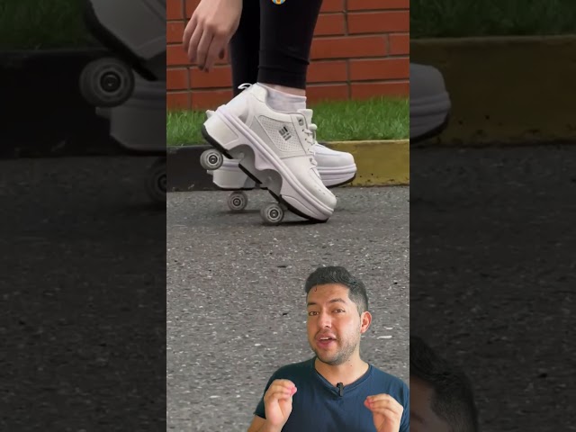 Vídeo relacionado con Zapatillas Deportivas con Ruedas automáticas retráctiles. Azul/Verde. Talla 36