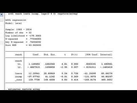(Stata13): Estimate ARDL and Error Correction Models #ardl #ecm #boundstest #cointegration #lags