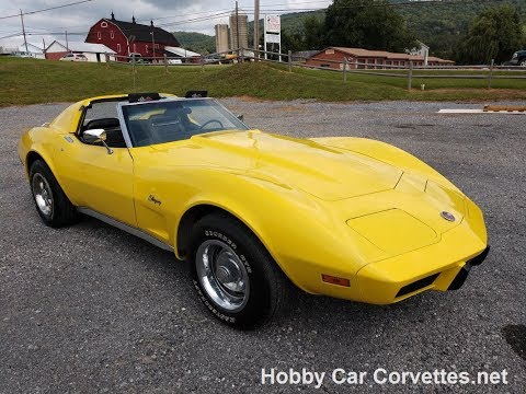 1975 Bright Yellow Corvette Stingray Black Int Video