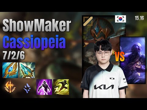 ShowMaker Mid Cassiopeia vs Ryze lol KR solo rank Full Game 15.16 | 쇼메이커 카시오페아 vs 라이즈