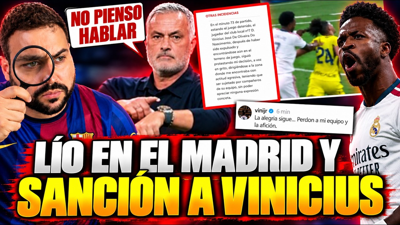 💥MOURINHO se PONE en REBELDÍA y ¡LÍO con VINICIUS! POSIBLE SANCIÓN por su ROJA ¿ADIÓS CLÁSICO?