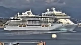 cruise ship MV Seven seas splendor leaving Ajaccio