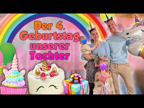 Der 4. Geburtstag unserer Tochter (Einhorn Regenbogen Party)