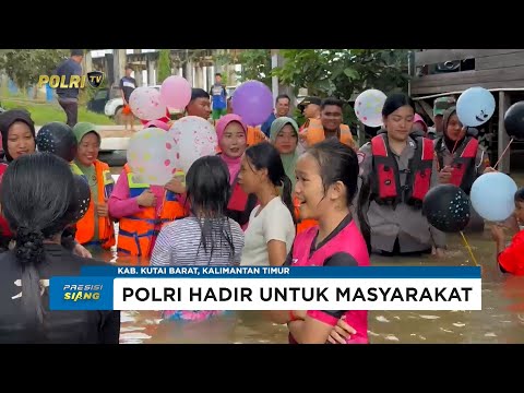 POLISI KUTAI BARAT HIBUR ANAK ANAK KORBAN BANJIR