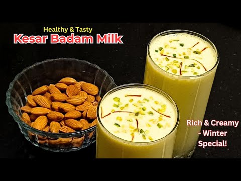 Badam Milk Recipe | Rich, Creamy, Saffron Almond Milk | Kesar Badam Milkshake | Badam Paal