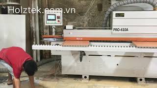 Máy dán cạnh, dán viền, dán chỉ nhựa veneer tải nặng (phun dung dich trước khi đánh bóng)