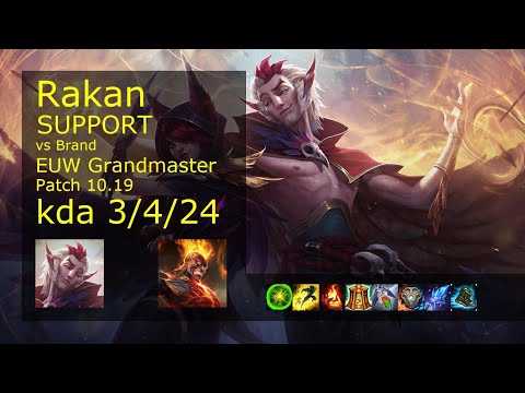 Rakan Support vs Brand - EUW Grandmaster 3/4/24 Patch 10.19 Gameplay