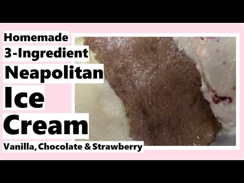 Homemade 3-Ingredient Neapolitan Ice Cream - Vanilla, Chocolate & Strawberry