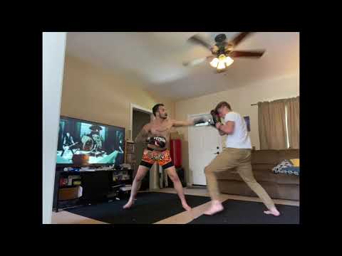 Hard Boxing Sparring In The Living Room on Easter Part 1: A Few Warmup Rounds And Into It We Go.