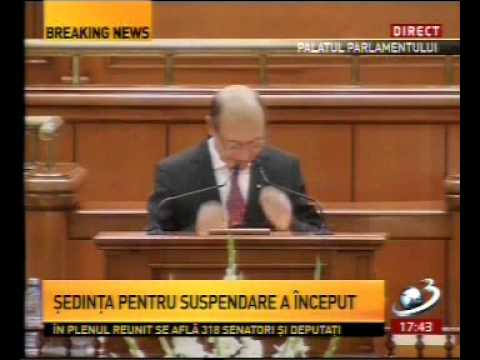 SUSPENDAREA PREŞEDINTELUI - Discursul lui Traian Băsescu din Parlament