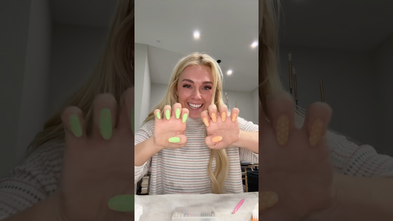 DIY gel nails 🍈🧡💚 highlight of all my nails on my instagram ❤️