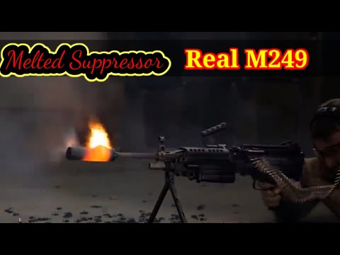 M249 in real life | Melting of suppressor | PUBG/BGMI guns in real life | Machine Guns | Ammo | Fire