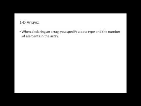 Excel VBA Topic 9.1 - 1D Arrays (vectors)