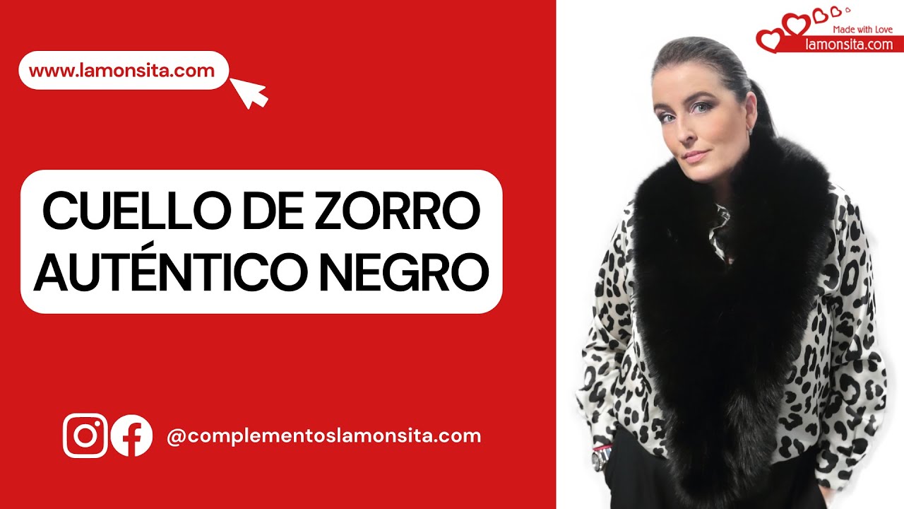 Cuello Piel de Zorro Negro Auténtico🧣 | Complementos de Moda | lamonsita.com