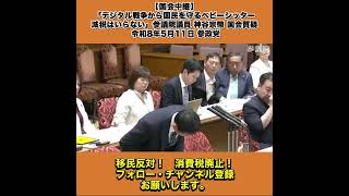 【国会中継】「デジタル戦争から国民を守るベビーシッター減税はいらない」参議院議員 神谷宗幣 国会質疑 令和8年5月11日 参政党 4/10