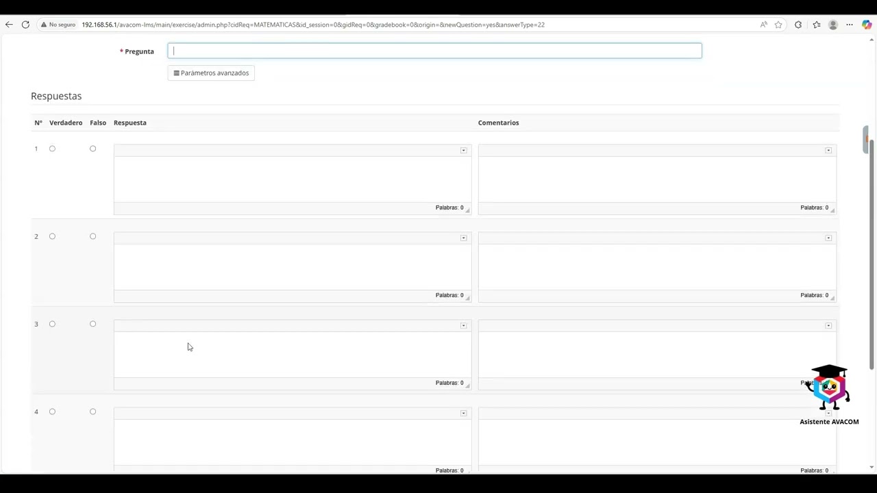 4.3.7. Crear ejercicio con opción falso/verdadero en la plataforma AVACOM SITE - Quindío