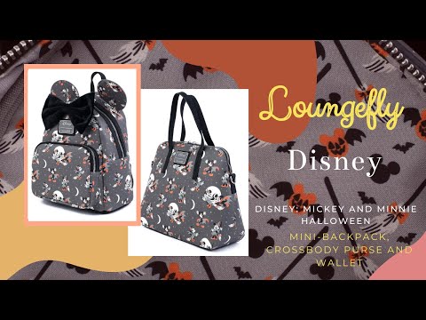Loungefly | Disney Mickey and Minnie Halloween Mini-Backpack, Crossbody Purse and Wallet