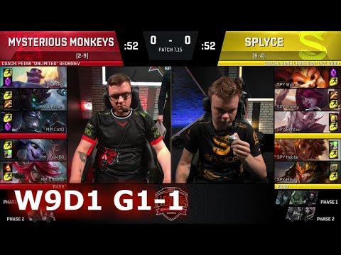 Mysterious Monkeys vs Splyce | Game 1 S7 EU LCS Summer 2017 Week 9 Day 1 | MM vs SPY G1 W9D1