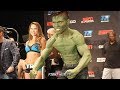 FIGHTER SHOWS UP AS THE HULK DURING WEIGH IN - RICKY SISMUNDO FACE TO FACE W/ARNOLD BARBOZA