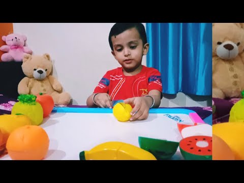 Mokshit Learning How to Cut Fruits 🍎🍏🍉 Kids Fruits Cutting Game | @imokshitanand |Kids Video|Fun😊