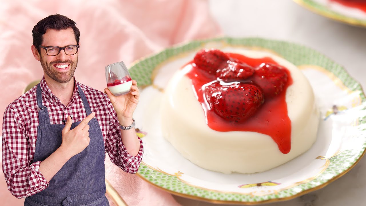 Vanilla Panna Cotta with Roasted Strawberry Topping
