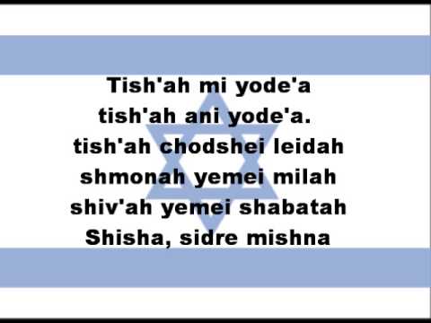 Echad Mi Yodea Hebrew