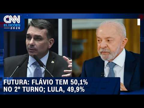 Flávio tem 50,1% dos votos válidos no 2º turno; Lula, 49,9%, diz Futura | CNN PRIME TIME