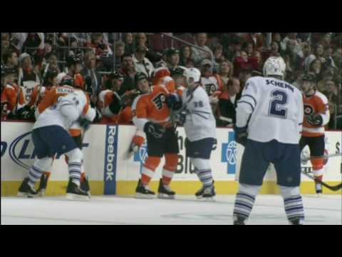 TOR 0 @ PHI 0 - Orr Hits Carcillo - 100307