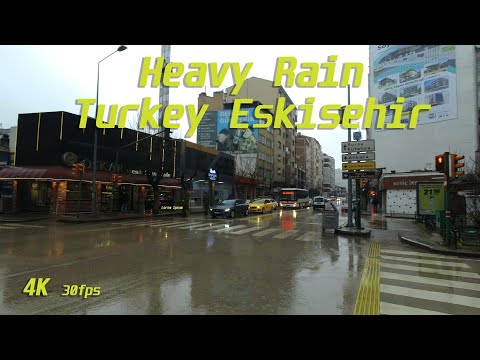 Turkey Eskisehir | Sakarya 1 Street | Heavy Rain | 4 Feb 2022 | Walking Tour | Eskişehir