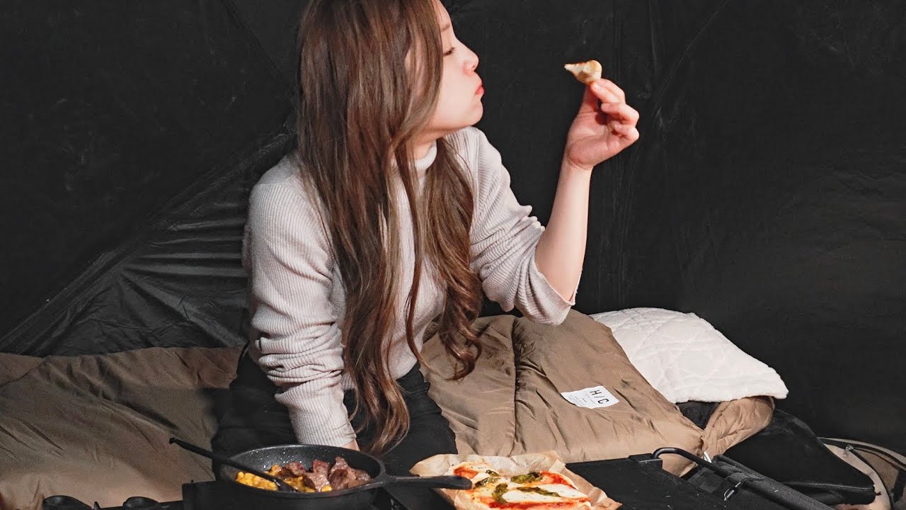 冬キャンプで手作りピザ｜新テント＆薪ストーブ ASMR