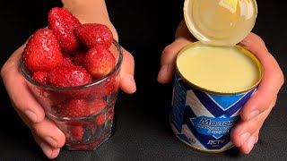 Kondensmilch mit Erdbeeren verquirlen, das Ergebnis wird Sie begeistern! Dessert in 5 Minuten