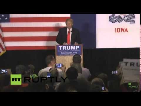 Donald Trump, Knock the hell out of anyone throwing a tomato, Cedar Rapids, Iowa, 2/1/16