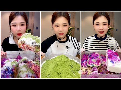 ASMR ICE EATING with MATCHA and MILK POWDER with PASSION FRUIT 