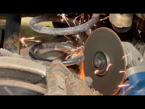 DANGER! Removing Coil Spring Suspension with cut off wheel angle grinder cut coils replace lowering