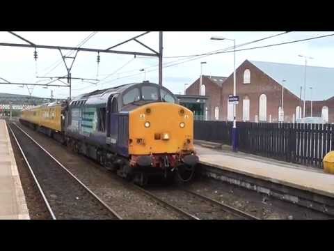 DRS Class 37 No's 37604 TnT 37667 on 1Q14 Derby RTC - Crewe C.S @ Guide Bridge on 11.6.14 - HD