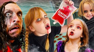 DRACULA FAMiLY out of BLOOD!! Making a Scary Movie with Vampire Adley Niko & Navey at our old house