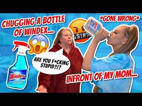 CHUGGING A BOTTLE OF WINDEX INFRONT OF MY MOM *PRANK* 🤣😱🤬