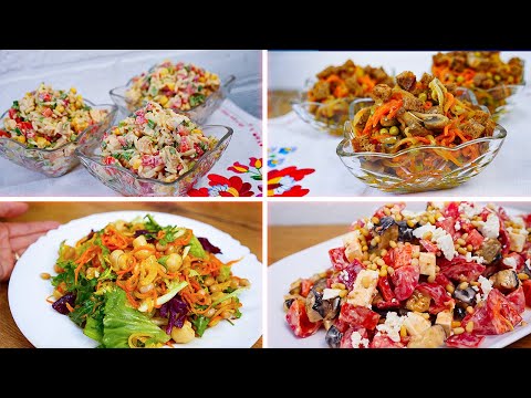 4 салата за 20 минут на новый год! Вкусные и супер быстрые рецепты!