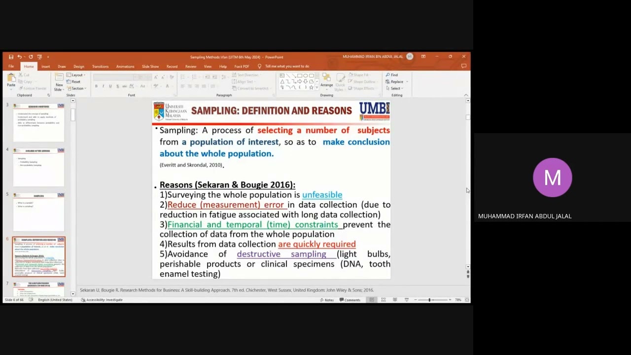 CG: Sampling Methods and Research Proposal