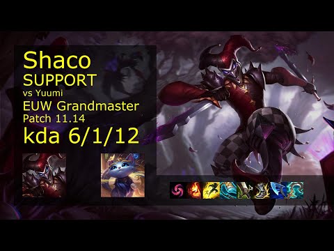Shaco Support & Ezreal vs Yuumi & Katarina - EUW Grandmaster 6/1/12 Patch 11.14 Gameplay
