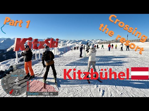 [4K] Skiing Kitzbühel KitzSki, Crossing the Resort...