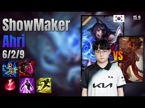 ShowMaker Mid Ahri vs Taliyah lol KR solo rank Full Game 15.9 | 쇼메이커 아리 vs 탈리야