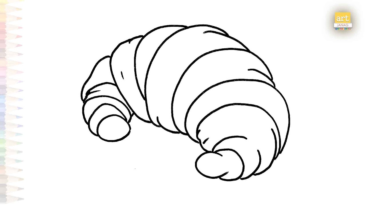 Croissant drawing easy | Food drawing sketches | How to draw A Croissant step by step | #artjanag