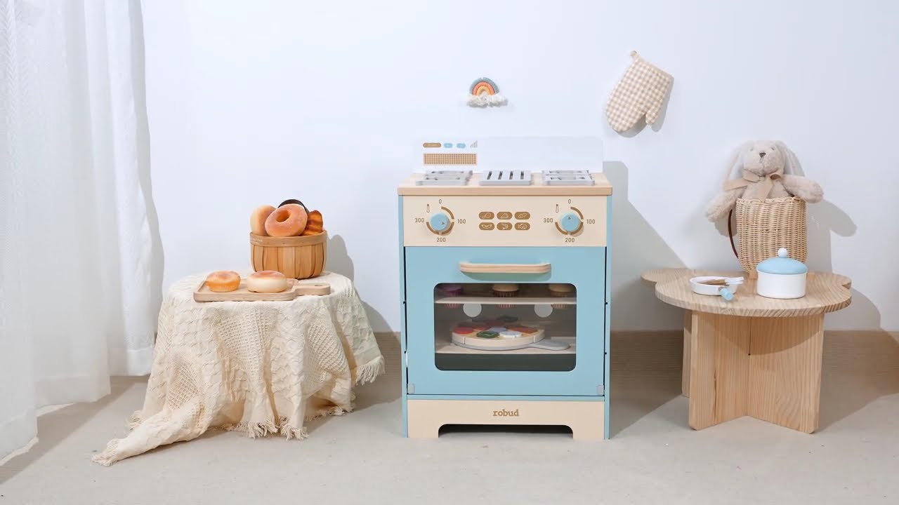 Robud ROBUD Toy Oven Wood, Green/Gold, 41 x 30 x 57 cm