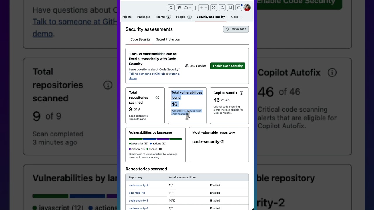 GitHub Code Security Risk Assessment | Free Org-Level Vulnerability Insights