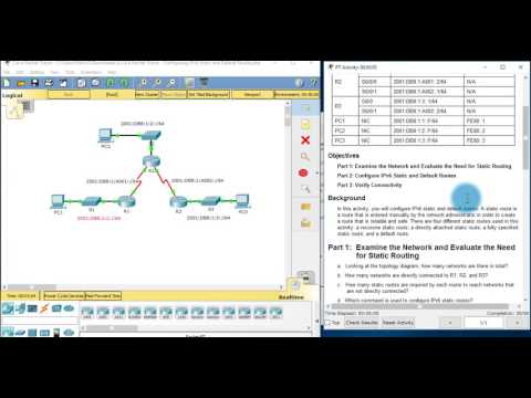 6.2.4.4 Packet Tracer - Configuring IPv6 Static and Default Routes