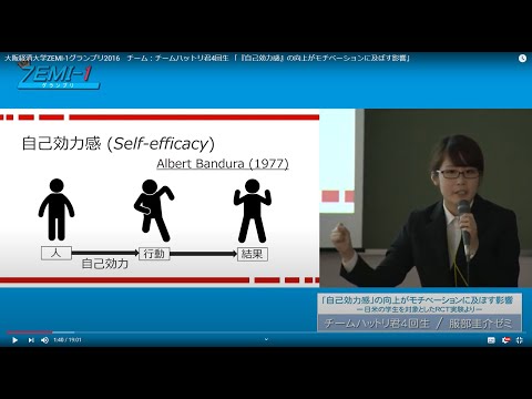 大阪経済大学ZEMI-1グランプリ2016　チーム：チームハットリ君4回生 「『自己効力感』の向上がモチベーションに及ぼす影響」