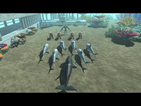 ORCA WHIT GREAT WHITE SHARK ARMY VS SCOURGE WITH INFERNALS ARMIES - Animal Revolt Battle Simulator
